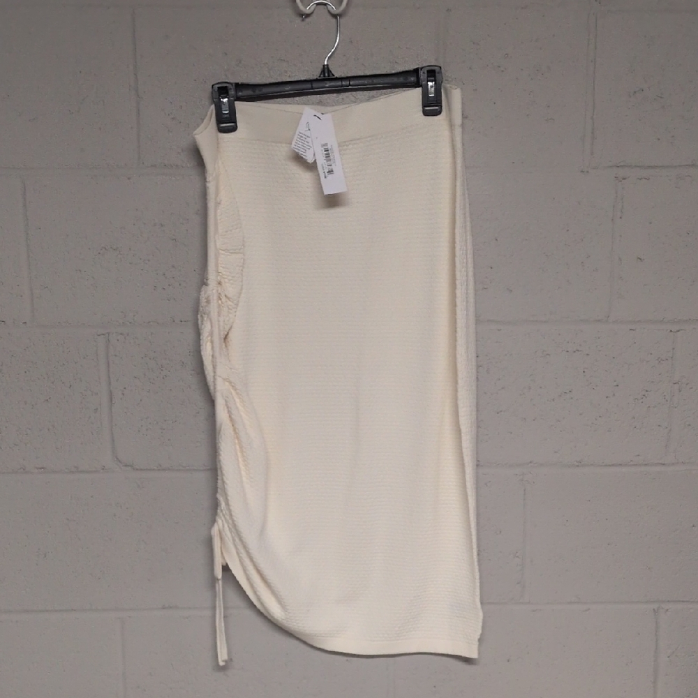 The Drop Women's Amanda Textured Side Ruched Skirt XL, Ivory